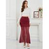 imageNASHALYLY Womens Mesh High Waisted Bodycon Mermaid Maxi Skirts Ruched Fishtail Long SkirtWine Red