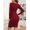 imageNASHALYLY Womens Long Sleeve Bodycon Mini Dress High Waist Fitted Party Club Knit Dress 2024Wine Red