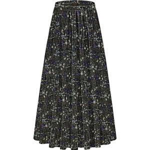 imageNASHALYLY Womens Chiffon Elastic High Waist Pleated ALine Flared Maxi SkirtsGreen Floral7