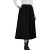 imageNASHALYLY Womens Midi Skirt High Waisted ALine Pleated Elastic Casual Long Skirt with PocketsBlack