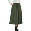 imageNASHALYLY Womens Midi Skirt High Waisted ALine Pleated Elastic Casual Long Skirt with PocketsBlackish Green