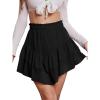 imageNASHALYLY Womens Mini Skirt Ruffle High Waist Elastic Boho Flowy Chiffon Tiered Skirt with ShortsBlack
