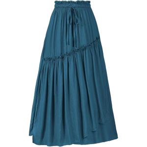 image:imageNASHALYLY Maxi Skirts for Women High Waist Elastic Renaissance Tiered Long Skirt 2024Denim Blue