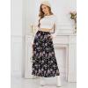 image:imageNASHALYLY Womens High Waisted Maxi SkirtElastic Chiffon Boho Long Skirt with PocketsBlack Pink Flower