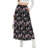 image:imageNASHALYLY Womens High Waisted Maxi SkirtElastic Chiffon Boho Long Skirt with PocketsBlack Pink Flower
