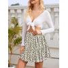image:imageNASHALYLY Womens High Waist Mini Skirt Chiffon ALine Ruffle Short SkirtApricot Black Dot