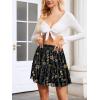 image:imageNASHALYLY Womens High Waist Mini Skirt Chiffon ALine Ruffle Short SkirtBlack Yellow Floral