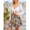 image:imageNASHALYLY Womens High Waist Mini Skirt Chiffon ALine Ruffle Short SkirtCoffee Floral