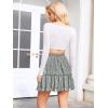 image:imageNASHALYLY Womens High Waist Mini Skirt Chiffon ALine Ruffle Short SkirtGreen White Floral