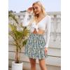 image:imageNASHALYLY Womens High Waist Mini Skirt Chiffon ALine Ruffle Short SkirtGreen Yellow Floral