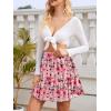 image:imageNASHALYLY Womens High Waist Mini Skirt Chiffon ALine Ruffle Short SkirtPink Floral