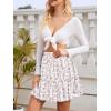 image:imageNASHALYLY Womens High Waist Mini Skirt Chiffon ALine Ruffle Short SkirtWhite Pink Floral