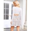 image:imageNASHALYLY Womens High Waist Mini Skirt Chiffon ALine Ruffle Short SkirtWhite Pink Floral