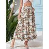 image:imageNASHALYLY Womens High Waisted Maxi SkirtElastic Chiffon Boho Long Skirt with PocketsApricot Tangerine Floral