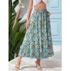 image:imageNASHALYLY Womens High Waisted Maxi SkirtElastic Chiffon Boho Long Skirt with PocketsBlue Yellow Floral