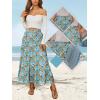 image:imageNASHALYLY Womens High Waisted Maxi SkirtElastic Chiffon Boho Long Skirt with PocketsBlue Yellow Floral