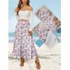 image:imageNASHALYLY Womens High Waisted Maxi SkirtElastic Chiffon Boho Long Skirt with PocketsWhite Pink Floral