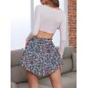 image:imageNASHALYLY Womens Mini Skirt Ruffle High Waist Elastic Boho Flowy Chiffon Tiered Skirt with ShortsBlue Purple Flower