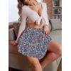 image:imageNASHALYLY Womens Mini Skirt Ruffle High Waist Elastic Boho Flowy Chiffon Tiered Skirt with ShortsBlue Purple Flower