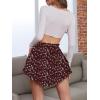 image:imageNASHALYLY Womens Mini Skirt Ruffle High Waist Elastic Boho Flowy Chiffon Tiered Skirt with ShortsWine Red White Floral