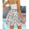 image:imageNASHALYLY Womens Summer Boho Floral Print Mini Skirt High Waist Drawstring Tiered SkirtsWhite Yellow Floral