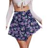 image:imageNASHALYLY Womens Mini Skirt Ruffle High Waist Elastic Boho Flowy Chiffon Tiered Skirt with ShortsBlue Pink Rose