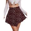 image:imageNASHALYLY Womens Mini Skirt Ruffle High Waist Elastic Boho Flowy Chiffon Tiered Skirt with ShortsWine Red White Floral