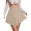 image:imageNASHALYLY Womens Mini Skirt Ruffle High Waist Elastic Boho Flowy Chiffon Tiered Skirt with ShortsYellow Red Floral