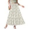 image:imageNASHALYLY Womens High Waisted Floral Maxi Skirt Flowy Boho A Line Tiered Chiffon Long SkirtApricot Floral