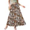 image:imageNASHALYLY Womens High Waisted Floral Maxi Skirt Flowy Boho A Line Tiered Chiffon Long SkirtCoffee Floral