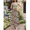 image:imageNASHALYLY Womens High Waisted Floral Maxi Skirt Flowy Boho A Line Tiered Chiffon Long SkirtCoffee Floral