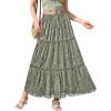 image:imageNASHALYLY Womens High Waisted Floral Maxi Skirt Flowy Boho A Line Tiered Chiffon Long SkirtGreen Floral