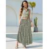image:imageNASHALYLY Womens High Waisted Floral Maxi Skirt Flowy Boho A Line Tiered Chiffon Long SkirtGreen Floral