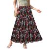 image:imageNASHALYLY Womens High Waisted Floral Maxi Skirt Flowy Boho A Line Tiered Chiffon Long SkirtMidnight Blossom