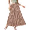 image:imageNASHALYLY Womens High Waisted Floral Maxi Skirt Flowy Boho A Line Tiered Chiffon Long SkirtPink White Floral