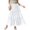 image:imageNASHALYLY Womens High Waisted Floral Maxi Skirt Flowy Boho A Line Tiered Chiffon Long SkirtWhite