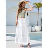 image:imageNASHALYLY Womens High Waisted Floral Maxi Skirt Flowy Boho A Line Tiered Chiffon Long SkirtWhite