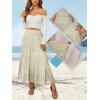 image:imageNASHALYLY Womens High Waisted Maxi SkirtElastic Chiffon Boho Long Skirt with PocketsBeige Green Floral