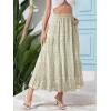 image:imageNASHALYLY Womens High Waisted Maxi SkirtElastic Chiffon Boho Long Skirt with PocketsBeige Green Floral