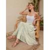 image:imageNASHALYLY Womens High Waisted Maxi SkirtElastic Chiffon Boho Long Skirt with PocketsBeige Green Floral