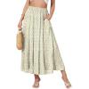 image:imageNASHALYLY Womens High Waisted Maxi SkirtElastic Chiffon Boho Long Skirt with PocketsBeige Green Floral