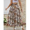 image:imageNASHALYLY Chiffon Maxi Skirt for Women ALine High Waisted Elastic Floral Long SkirtCoffee Floral