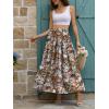 image:imageNASHALYLY Chiffon Maxi Skirt for Women ALine High Waisted Elastic Floral Long SkirtCoffee Floral