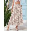 image:imageNASHALYLY Womens High Waisted Maxi SkirtElastic Chiffon Boho Long Skirt with PocketsApricot Pink Floral