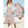 image:imageNASHALYLY Womens High Waisted Maxi SkirtElastic Chiffon Boho Long Skirt with PocketsApricot Pink Floral
