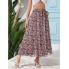 image:imageNASHALYLY Womens High Waisted Maxi SkirtElastic Chiffon Boho Long Skirt with PocketsPink Blue Floral
