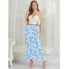 image:imageNASHALYLY Womens Mesh High Waisted Bodycon Mermaid Maxi Skirts Ruched Fishtail Long SkirtBlue Flower