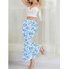 image:imageNASHALYLY Womens Mesh High Waisted Bodycon Mermaid Maxi Skirts Ruched Fishtail Long SkirtBlue Flower