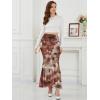 image:imageNASHALYLY Womens Mesh High Waisted Bodycon Mermaid Maxi Skirts Ruched Fishtail Long SkirtEmber Red Floral