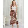 image:imageNASHALYLY Womens Mesh High Waisted Bodycon Mermaid Maxi Skirts Ruched Fishtail Long SkirtEmber Red Floral